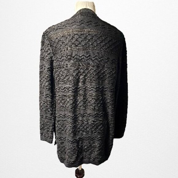 Vintage Missoni Black Zig Zag Chevron Open Front Cardigan Sweater Size 6 - Picture 2 of 15
